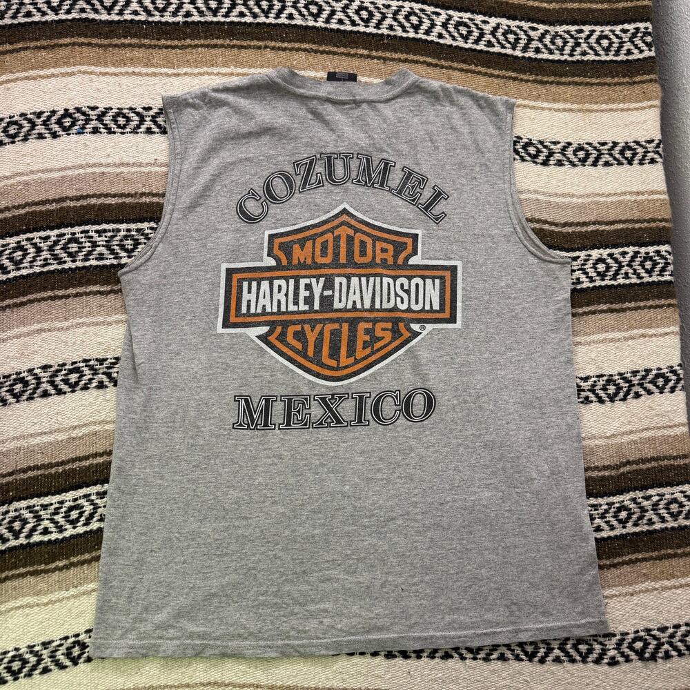 Vintage 2000's Harley Davidson Motorcycles Cozumel Mexico Biker Tank Top Shirt L - Picture 6 of 11